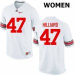 Women's Ohio State Buckeyes #47 Justin Hilliard White Nike NCAA College Football Jersey Cheap OHU4844WY